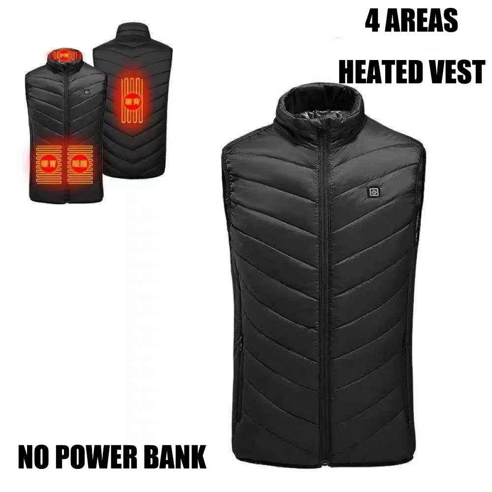 Heated Vest for Men and Women, USB Heated Jacket, Sportswear, Coat, Outdoor, Hunting, New, 9 Areas, 4XL, Winter
