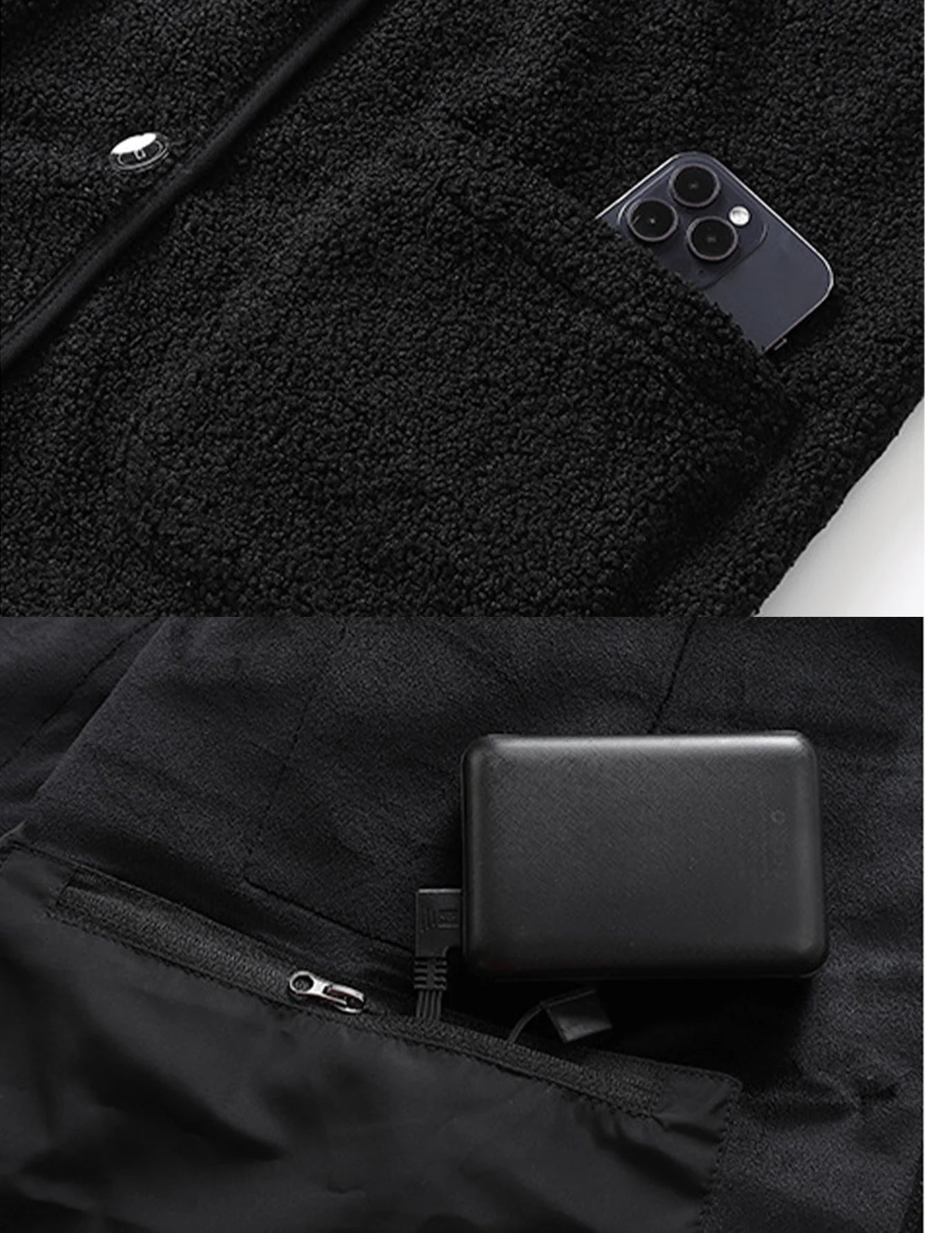 16 Areas Heated Vest Teddy Velvet V-neck for Men Women USB Electric Temperature Control Vest 3-speed Adjustable Heating Jacket