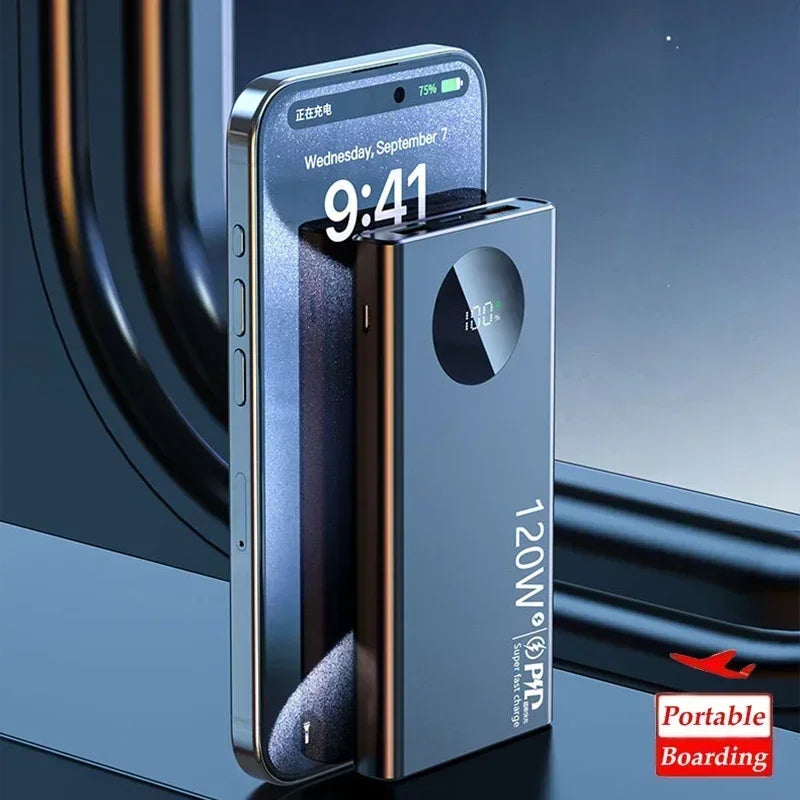 200000mAh Power Bank 120W Super Fast Charging Power Bank High Capacity External Battery With Digital Display For Iphone Xiaomi
