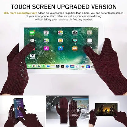 Winter Gloves for Men Women, Touch Screen Gloves, Upgraded Thicken Anti-Slip Silicone Gel, Thermal Soft Knit Lining