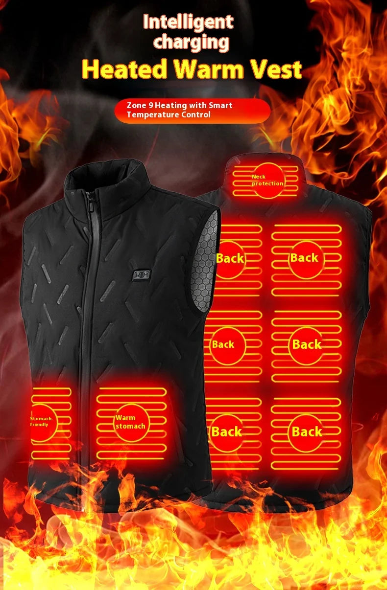 2025 New Heated Vest for Men 9 Heating Zones Dual Control Electric Warming Vest USB Smart Heating Waistcoat Ladies&