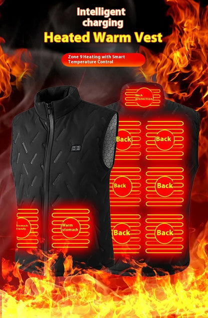 2025 New Heated Vest for Men 9 Heating Zones Dual Control Electric Warming Vest USB Smart Heating Waistcoat Ladies&