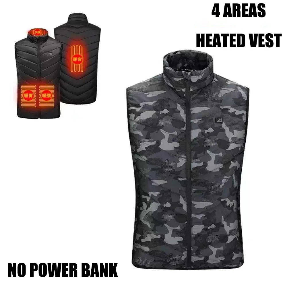 Heated Vest for Men and Women, USB Heated Jacket, Sportswear, Coat, Outdoor, Hunting, New, 9 Areas, 4XL, Winter